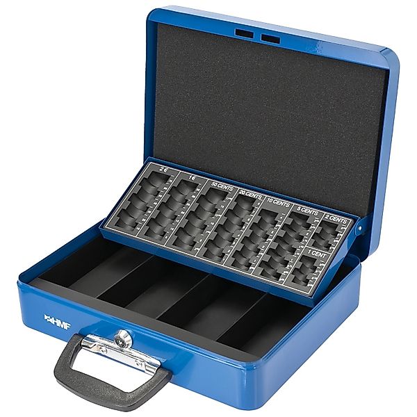 HMF 10016-05 Geldkassette Münzzählbrett Tragegriff 30 x 24 x 8 cm Blau günstig online kaufen