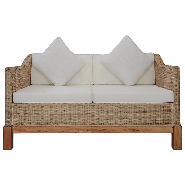 vidaXL 2-Sitzer-Sofa mit Auflagen Natur Rattan günstig online kaufen