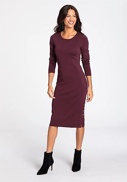 Laura Scott Strickkleid in Midilänge mi seitlichen Knöpfen günstig online kaufen