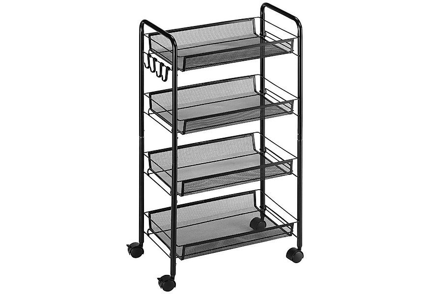 HOMCOM Servierwagen abnehmbar, mit 4 Ebene, Haken, Griff, Bremsen, (Aufbewa günstig online kaufen