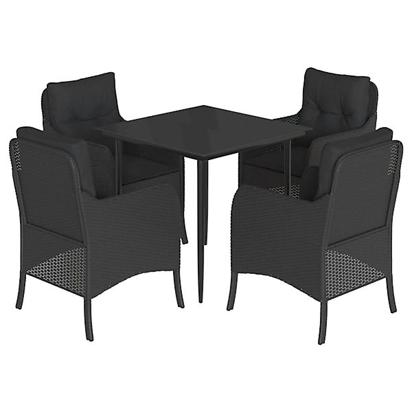 vidaXL 5-Tlg Garten-Essgruppe mit Kissen Schwarz Poly Rattan 3211921 günstig online kaufen