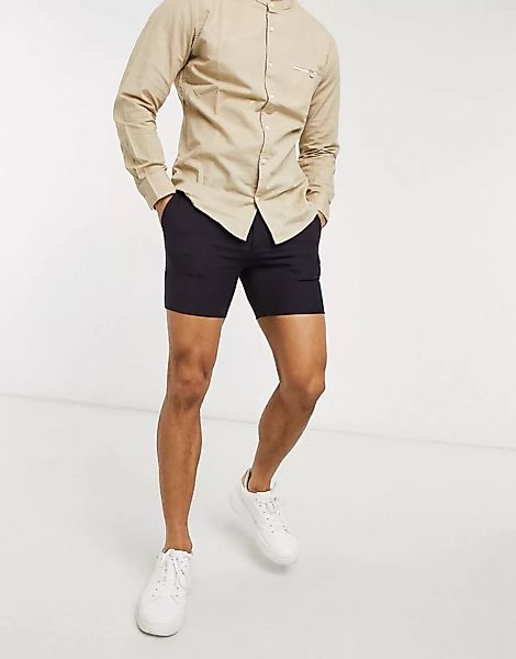 ASOS DESIGN – Superenge, elegante Shorts in Pflaumen-Tonic-Lila günstig online kaufen
