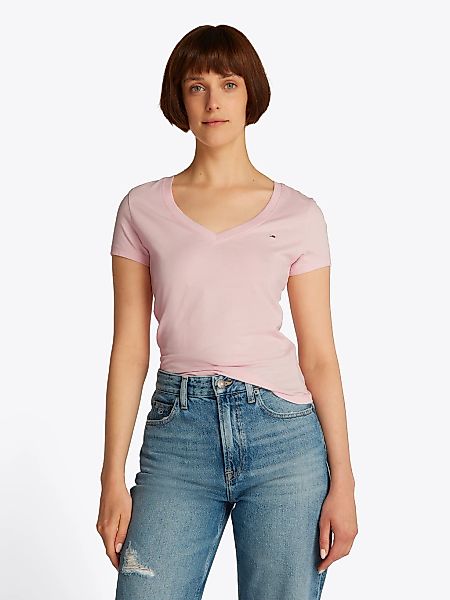 Tommy Jeans T-Shirt "TJW SLIM V-NECK TEE", mit Logo-Stickerei günstig online kaufen