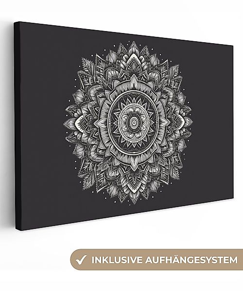 OneMillionCanvasses® Leinwandbild Mandala - Schwarz und günstig online kaufen