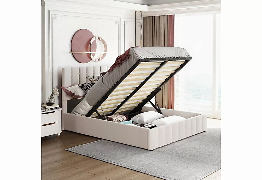 Sweiko Polsterbett, Doppelbett mit höhenverstellbarem kopfteil und Lattenro günstig online kaufen