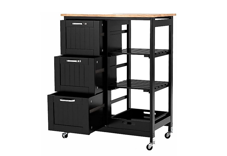 KOMFOTTEU Küchenwagen Servierwagen, mit 3 Schubladen & 3 Ablagen, 67 x 37 x günstig online kaufen