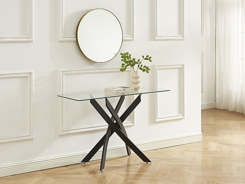 Wandkonsole - Sicherheitsglas & schwarzes Metall - Transparent - COSIMA günstig online kaufen