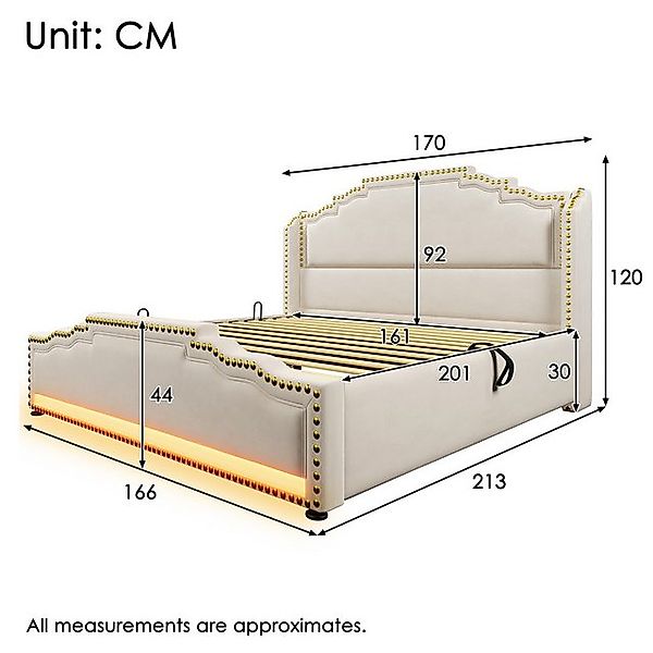 Ulife Polsterbett Stauraumbett,Jugendbett, Doppelbett, Funktionsbett LED-Be günstig online kaufen