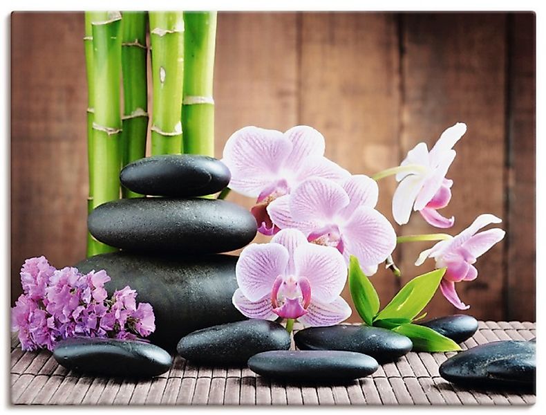 Artland Wandbild »Spa Konzept Zen Steinen Orchideen« Zen 1 Stk. tlg. als Le günstig online kaufen