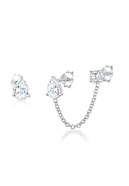 Elli Paar Ohrhänger Zirkonia Tropfen Doppel Stecker 925 Silber, Tropfen günstig online kaufen