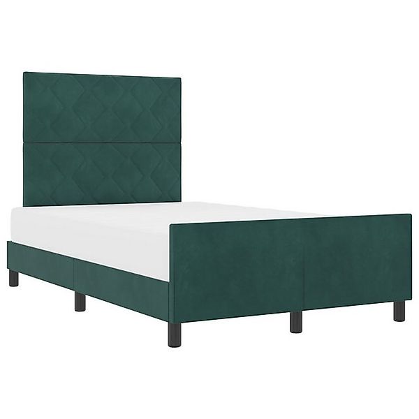vidaXL Bett Bettgestell Dunkelgrün 120x200 cm Samt (1-tlg) günstig online kaufen