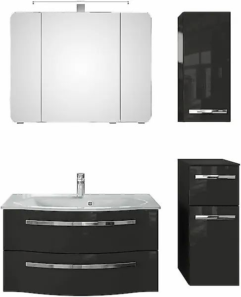Saphir Badmöbel-Set »Serie 4005, vormontiert, Glaswaschbecken, Spiegelschra günstig online kaufen