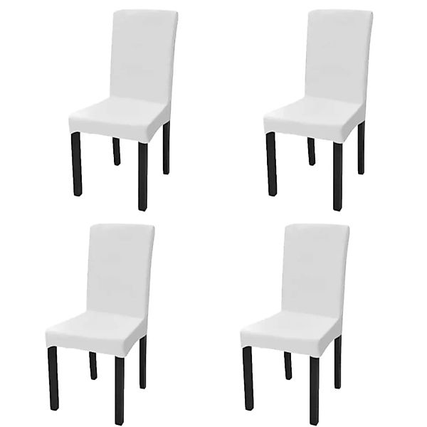 Gerader Stretch Stuhlbezug 4 Stück Weiß günstig online kaufen