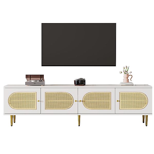 Merax Lowboard im Vintage-Stil mit Rattan günstig online kaufen