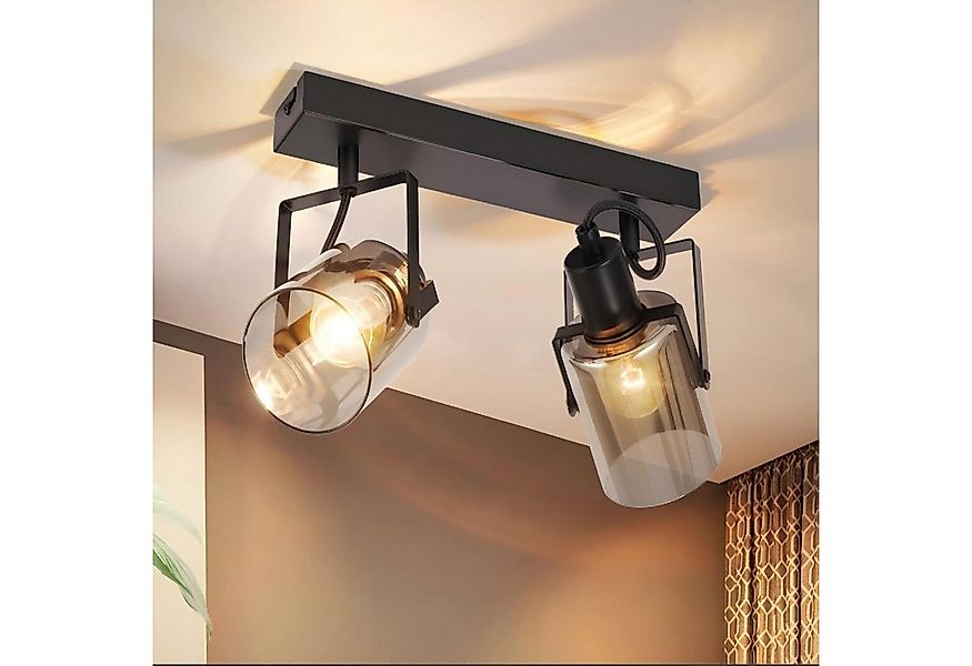 ZMH Deckenstrahler 2/3/4 Flammig Rauchgrau Glas E14 Deckenleuchte für Schla günstig online kaufen