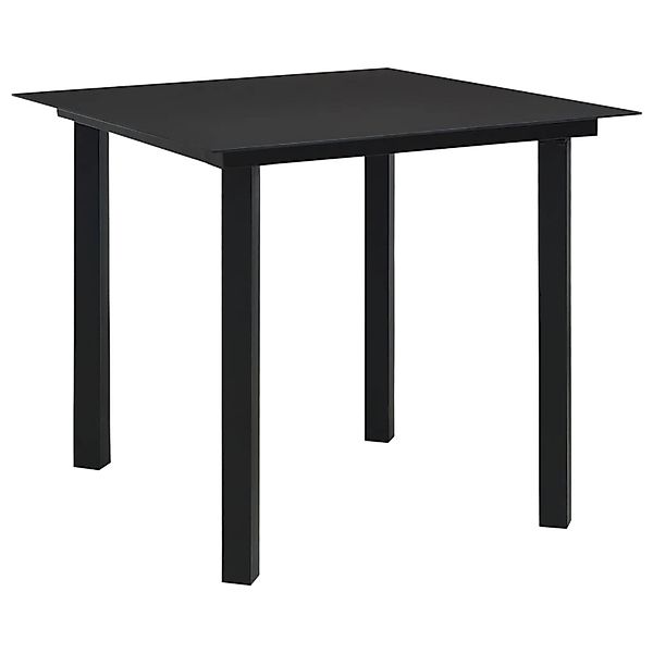 vidaXL Garten-Esstisch Schwarz 80x80x74 cm Stahl und Glas 312161 günstig online kaufen