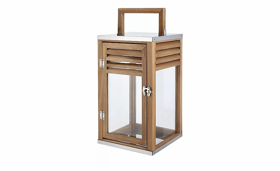 Laterne   ¦ holzfarben ¦ Holz,Metall,Stahl,Glas ¦ Maße (cm): B: 18,8 H: 40 günstig online kaufen