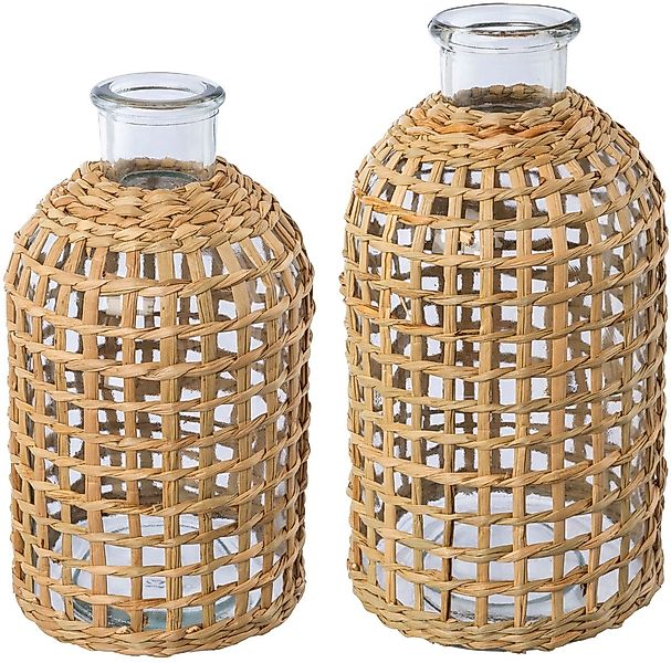 Creativ home Tischvase "Vase aus Glas", (Set, 2 St.), mit Mesh-Überzug günstig online kaufen