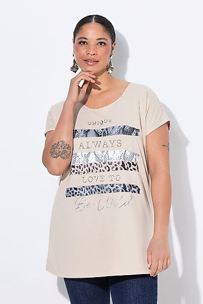 MIAMODA T-Shirt T-Shirt Streifen Schriftzug Glitzersteinchen günstig online kaufen