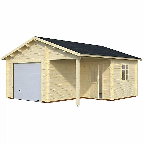 Palmako Holzgarage Roger mit Sektionaltor Natur 510 cm x 550 cm günstig online kaufen