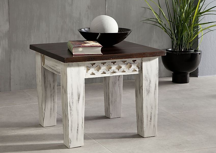 Massivmoebel24 Beistelltisch CASTLE-ANTIK (Beistellisch Mango / Akazie 55x5 günstig online kaufen