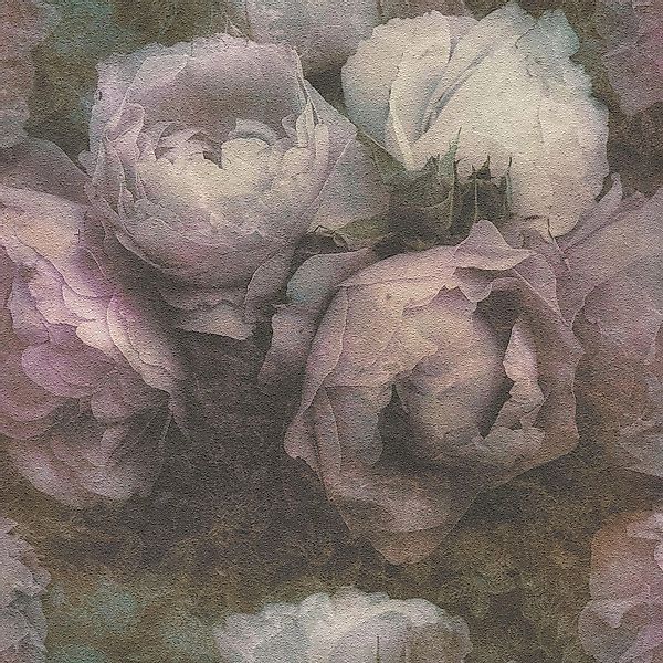 PROFHOME 373922-GU Blumen Tapete Floral Matt Violett Grau Weiß 0,53 m x 10, günstig online kaufen