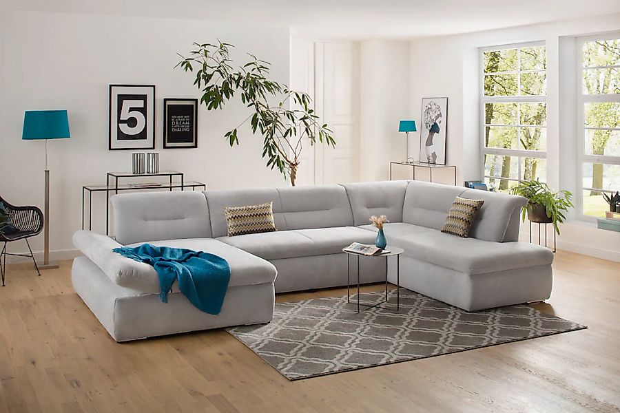 Home affaire Wohnlandschaft "Avesa U-Form" Wahlweise mit Armteilverstellung günstig online kaufen