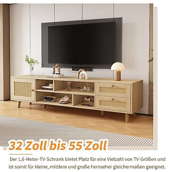 Odikalo TV-Schrank TV-lowboard Unterschrank 160cm Rattan 70-Zoll-Fernseher günstig online kaufen