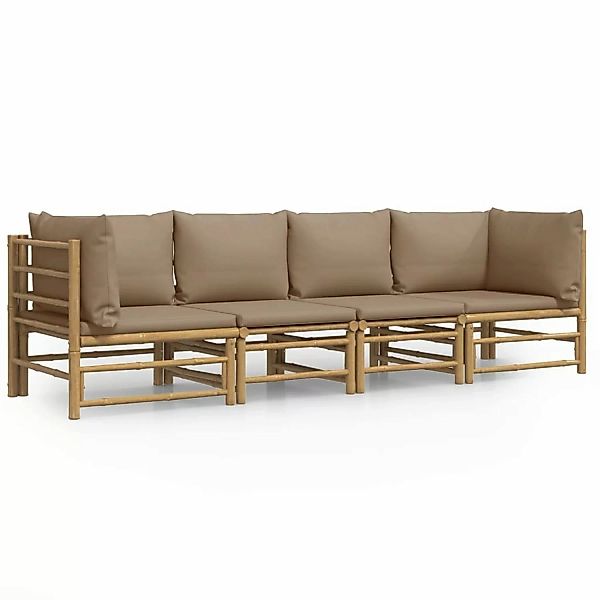vidaXL Gartenlounge-Set 4-tlg. Garten-Lounge-Set mit Taupe günstig online kaufen