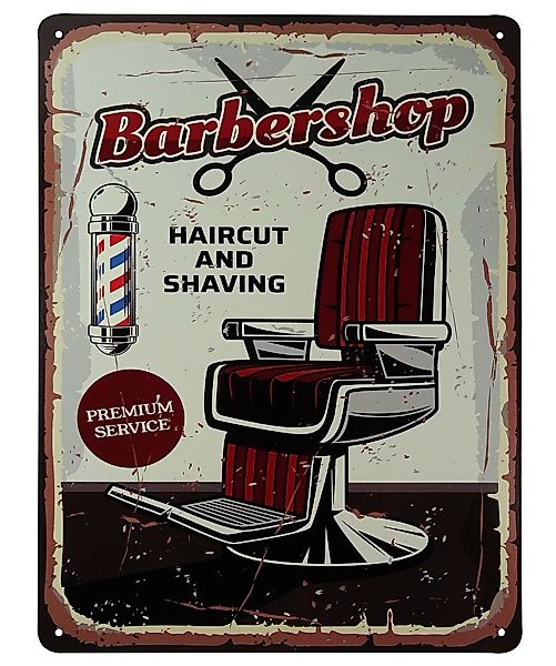 Blechschild BARBERSHOP Haircut and Shaving Dekoschild Nostalgie Vintage 33x günstig online kaufen