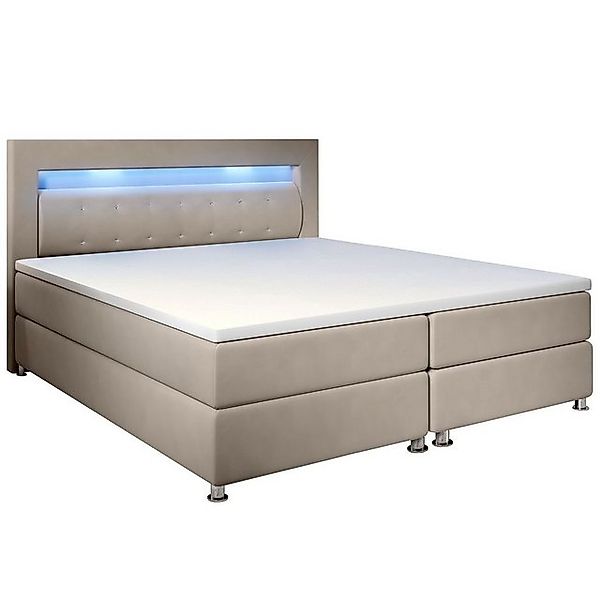 Juskys Boxspringbett Vancouver, 180x200 cm, Bonell-Federkernmatratzen, Topp günstig online kaufen