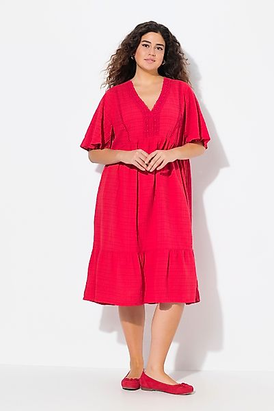 Ulla Popken Midikleid Midikled Seersucker A-Linie günstig online kaufen