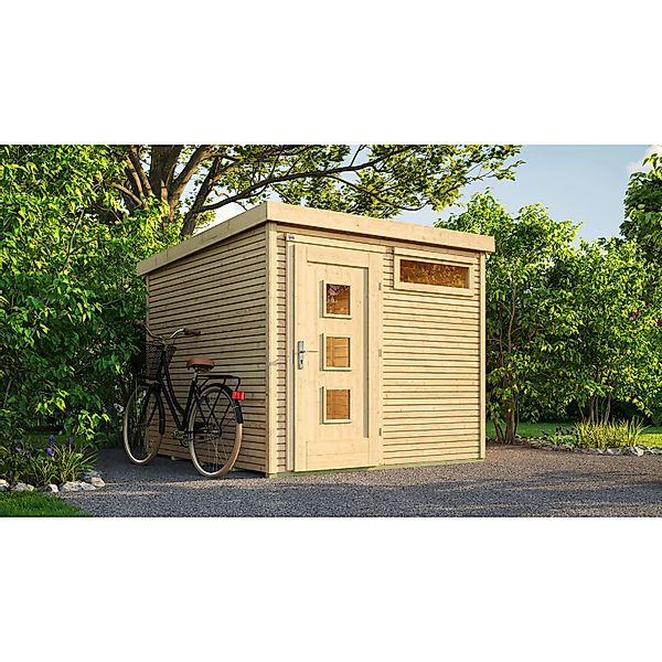 Weka Holz-Gartenhaus Flachdach Unbehandelt 248 cm x 253 cm günstig online kaufen