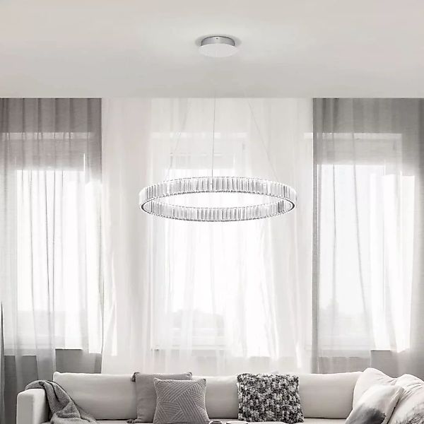 LED Pendelleuchte Aurelia in Chrom und Transparent 47W 4895lm günstig online kaufen