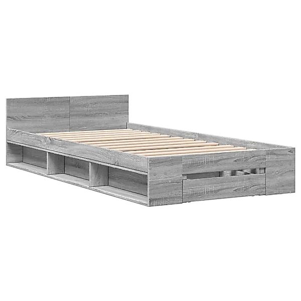 vidaXL Bettgestell mit Schublade Grau Sonoma 75x190 cm Holzwerkstoff 328080 günstig online kaufen