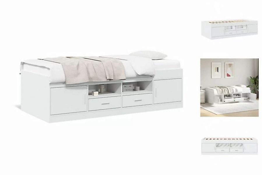 vidaXL Bettgestell Tagesbett mit Schubladen Weiß 100x200 cm Holzwerkstoff günstig online kaufen