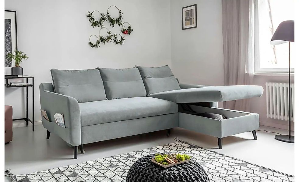 Miuform Ecksofa mit Schlaffunktion Stylish Stan ¦ blau ¦ Maße (cm): B: 224 günstig online kaufen
