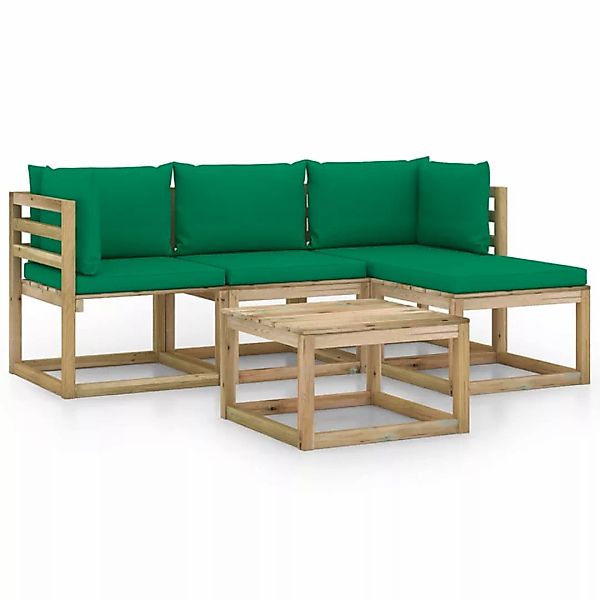 5-tlg. Garten-lounge-set Mit Grünen Kissen günstig online kaufen