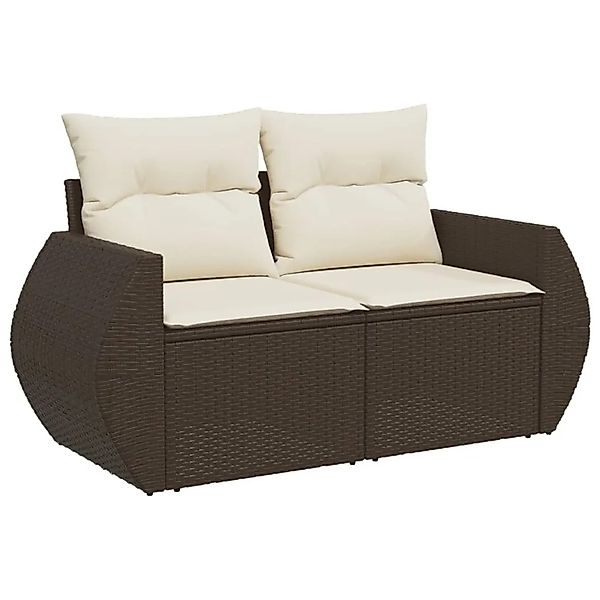 vidaXL Gartensofa mit Kissen 2-Sitzer Braun Poly Rattan 366222 günstig online kaufen