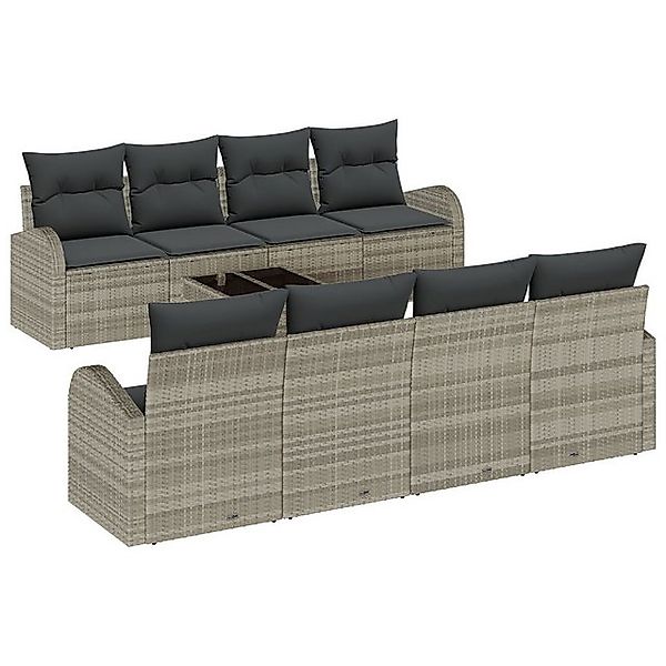 vidaXL Loungesofa 9-teiliges Garten Sofa Set mit Kissen in Hellgrau Poly Ra günstig online kaufen