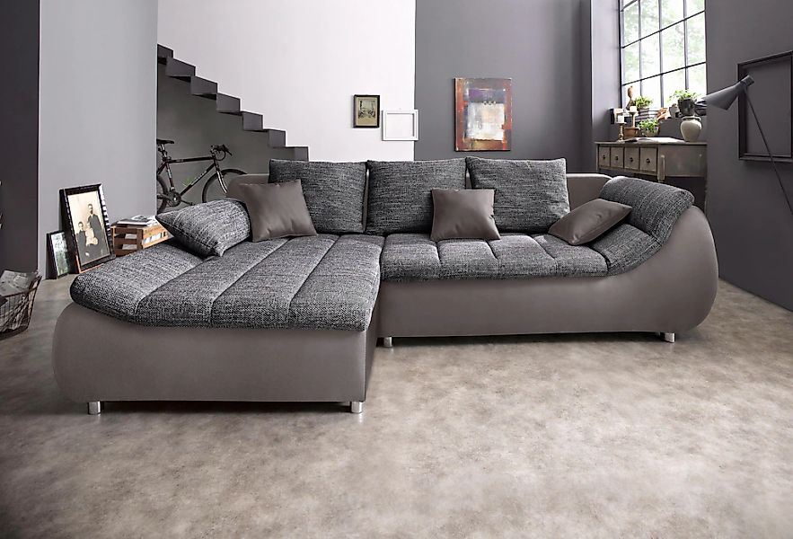 INOSIGN Ecksofa "Imola elegant und bequem, aktuelle Steppung im Sitz, L-For günstig online kaufen