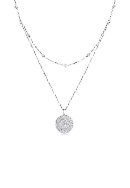 Elli Gliederkette "Münze Plättchen Kristalle 925 Silber" günstig online kaufen