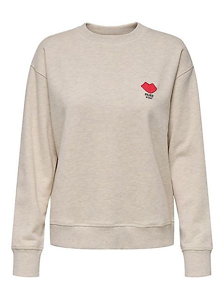 JACQUELINE de YONG Longpullover Rundhals Sweatshirt mit Paris Stickerei Wei günstig online kaufen