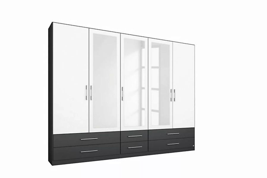 Kindermöbel 24 Spiegelschrank Finn grau - weiß 5 Türen B 226 cm - H 210 cm günstig online kaufen