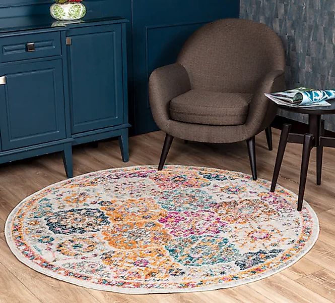 Livabliss Teppich »CUZCO«, rund, 11 mm Höhe, Vintage Orientteppich, Kurzflo günstig online kaufen