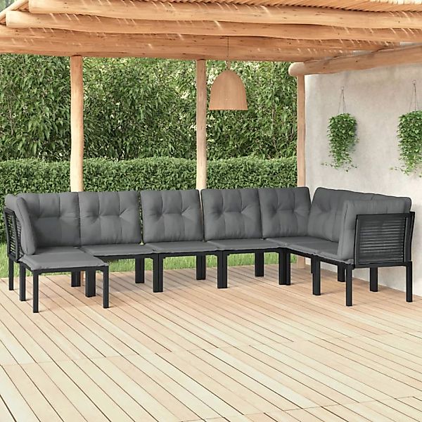 Vidaxl 7-tlg. Garten-lounge-set Schwarz Und Grau Poly Rattan günstig online kaufen