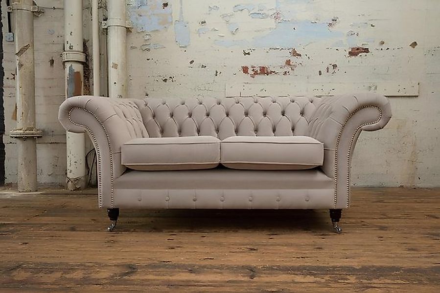 Xlmoebel Sofa Neue Zweisitzer-Couch aus Stoff in Beige im Chesterfield-Stil günstig online kaufen