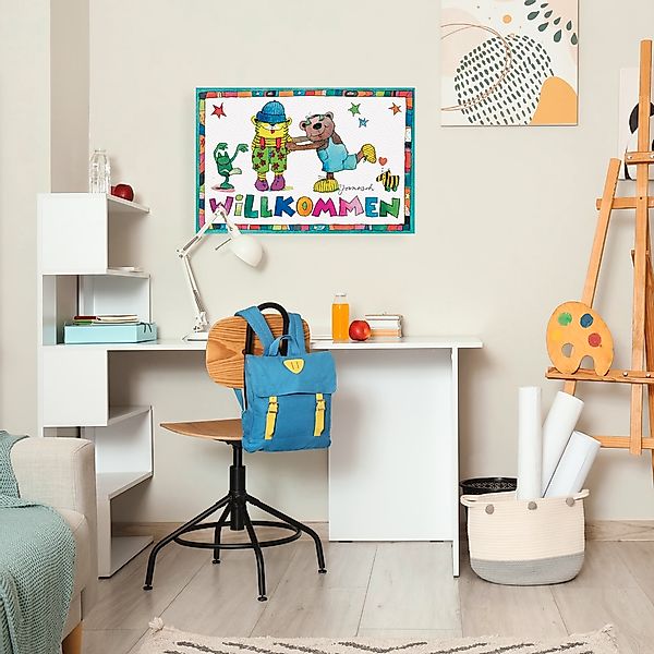 LuckyLinde Leinwandbild "Der kleine Tiger und der kleine Bär - Willkommen" günstig online kaufen
