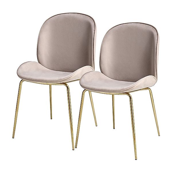 Qiyano Esszimmerstuhl Samtstuhl 2er-Set Creme, weich, günstig online kaufen