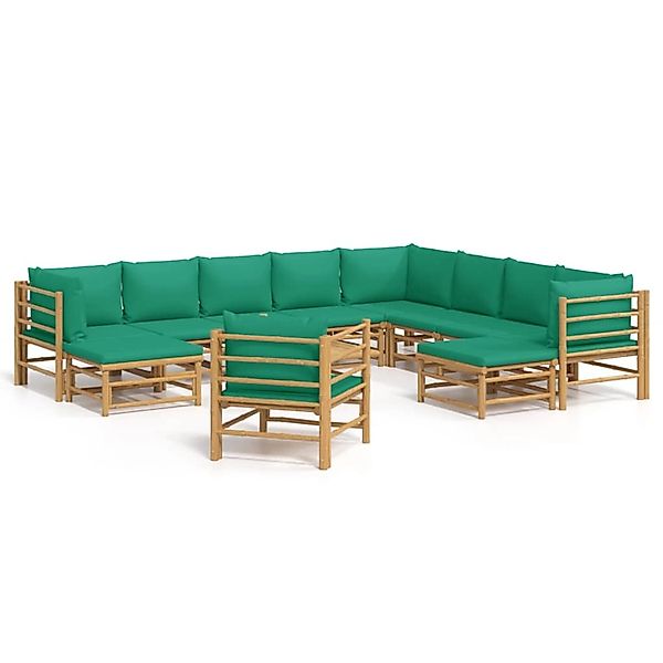 vidaXL Gartenlounge-Set 12-tlg. Garten-Lounge-Set mit Grünen günstig online kaufen
